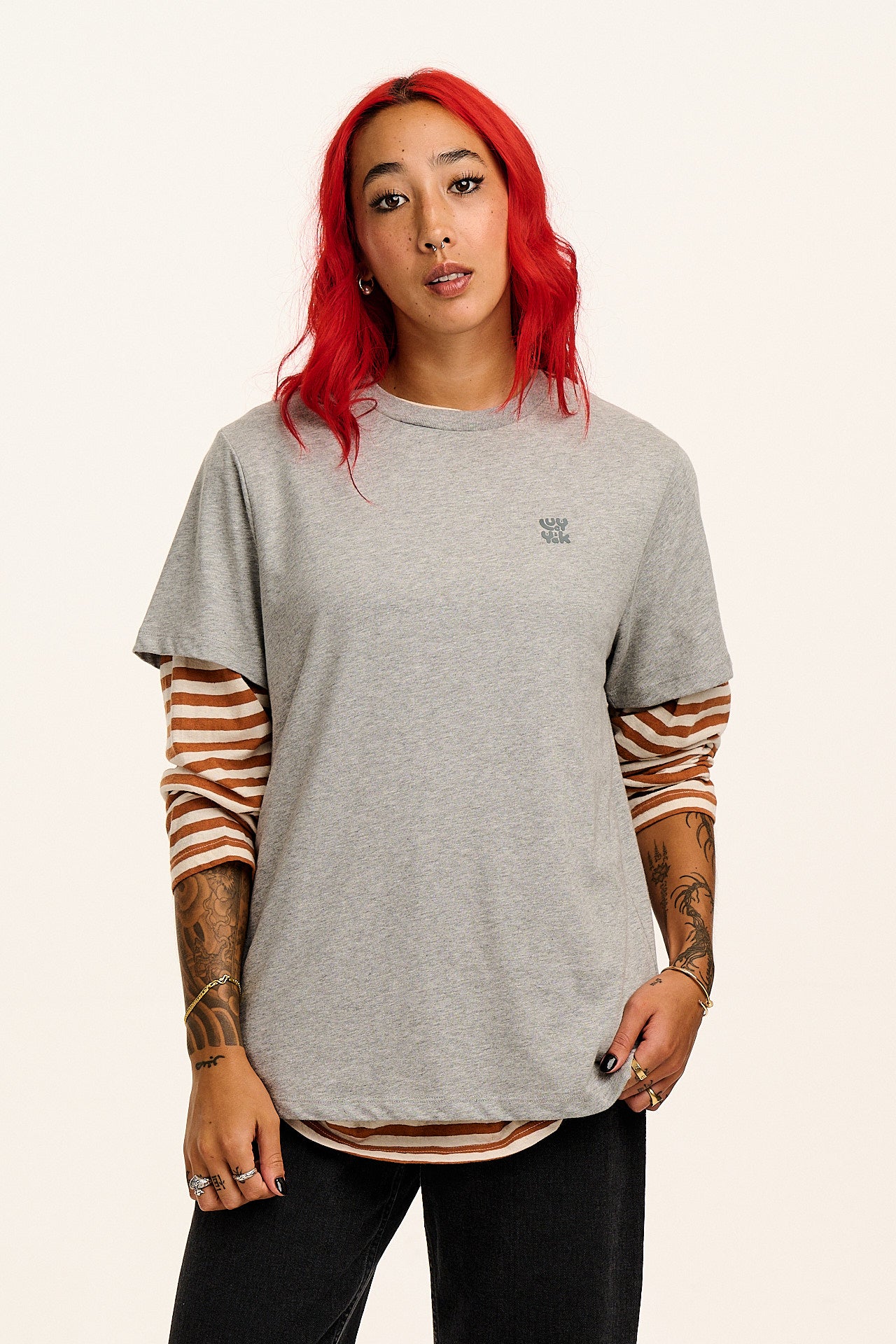 Denver - Cotton T-Shirt in Grey Marl