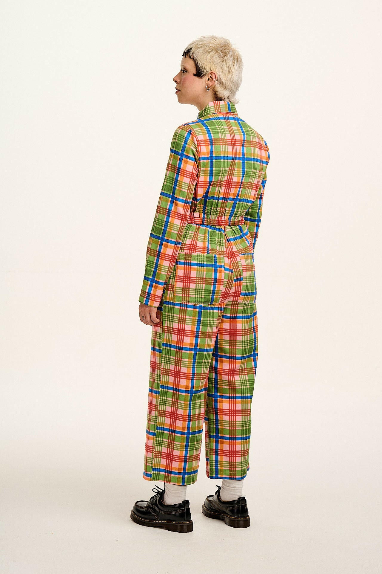 Tavira - Cotton Long Sleeve Jumpsuit in Kitchen Check