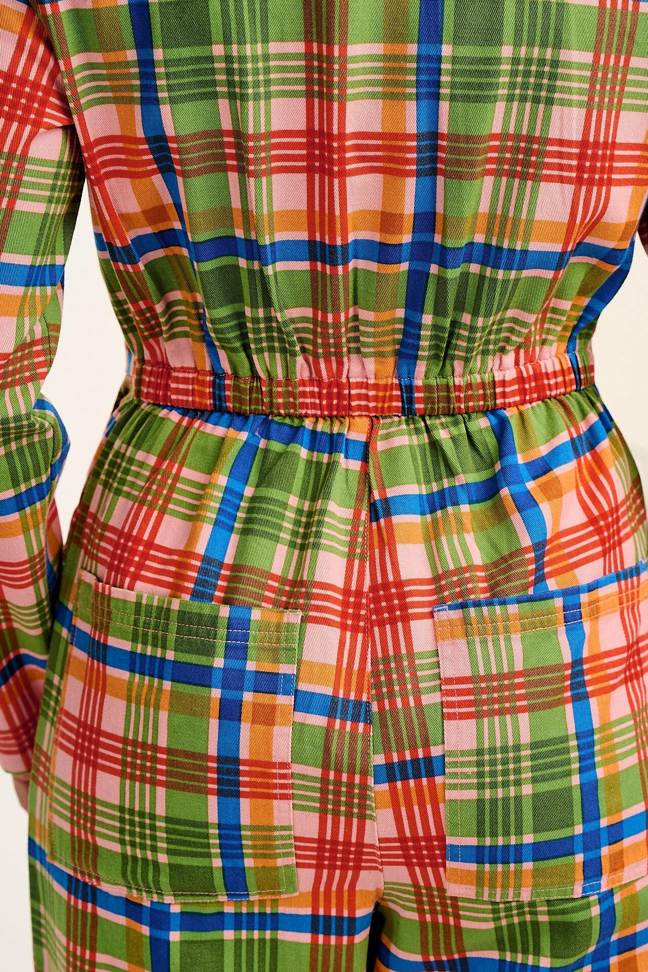 Tavira - Cotton Long Sleeve Jumpsuit in Kitchen Check