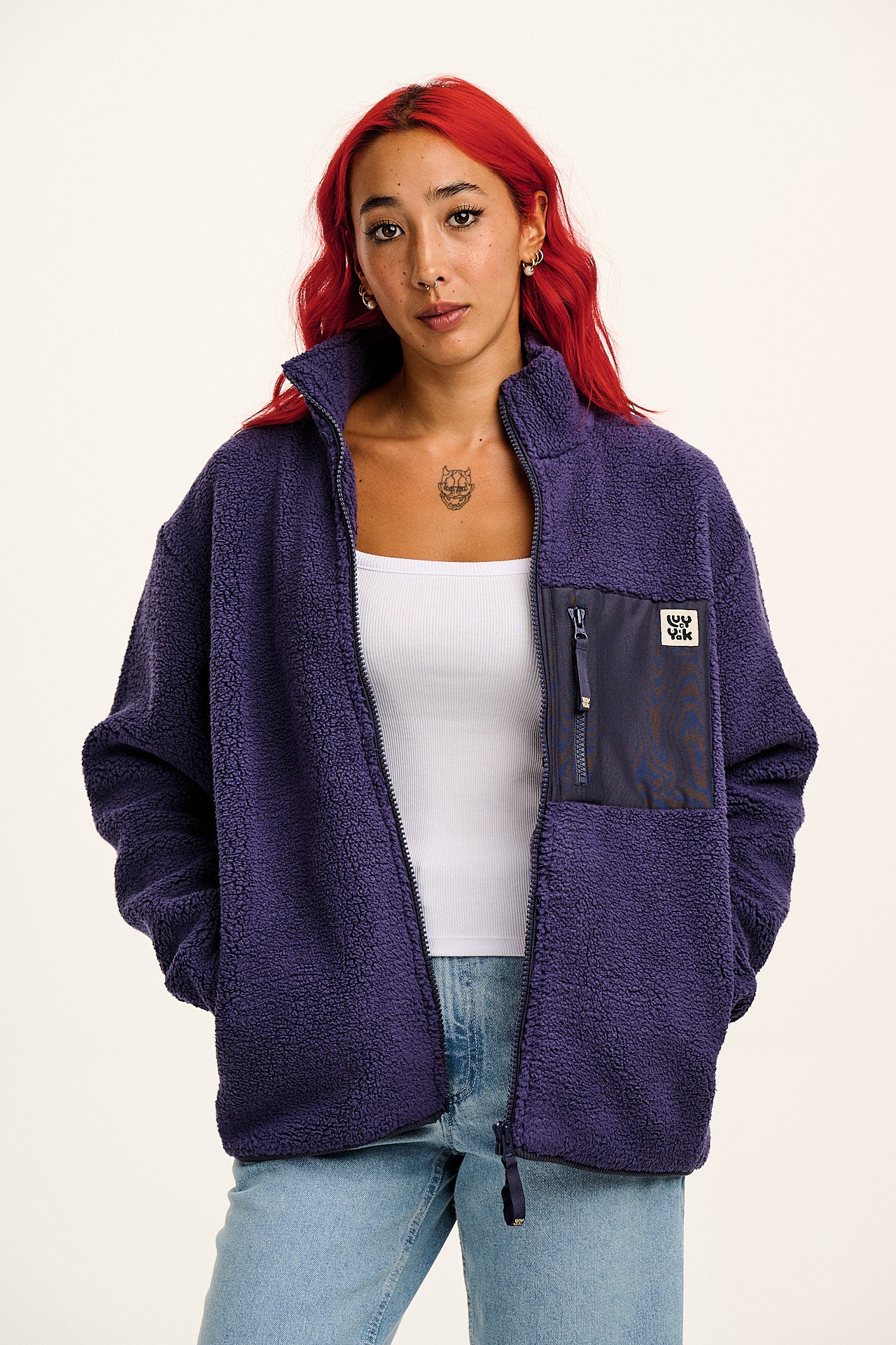 Harper - Borg Fleece Jacket in Blueberry