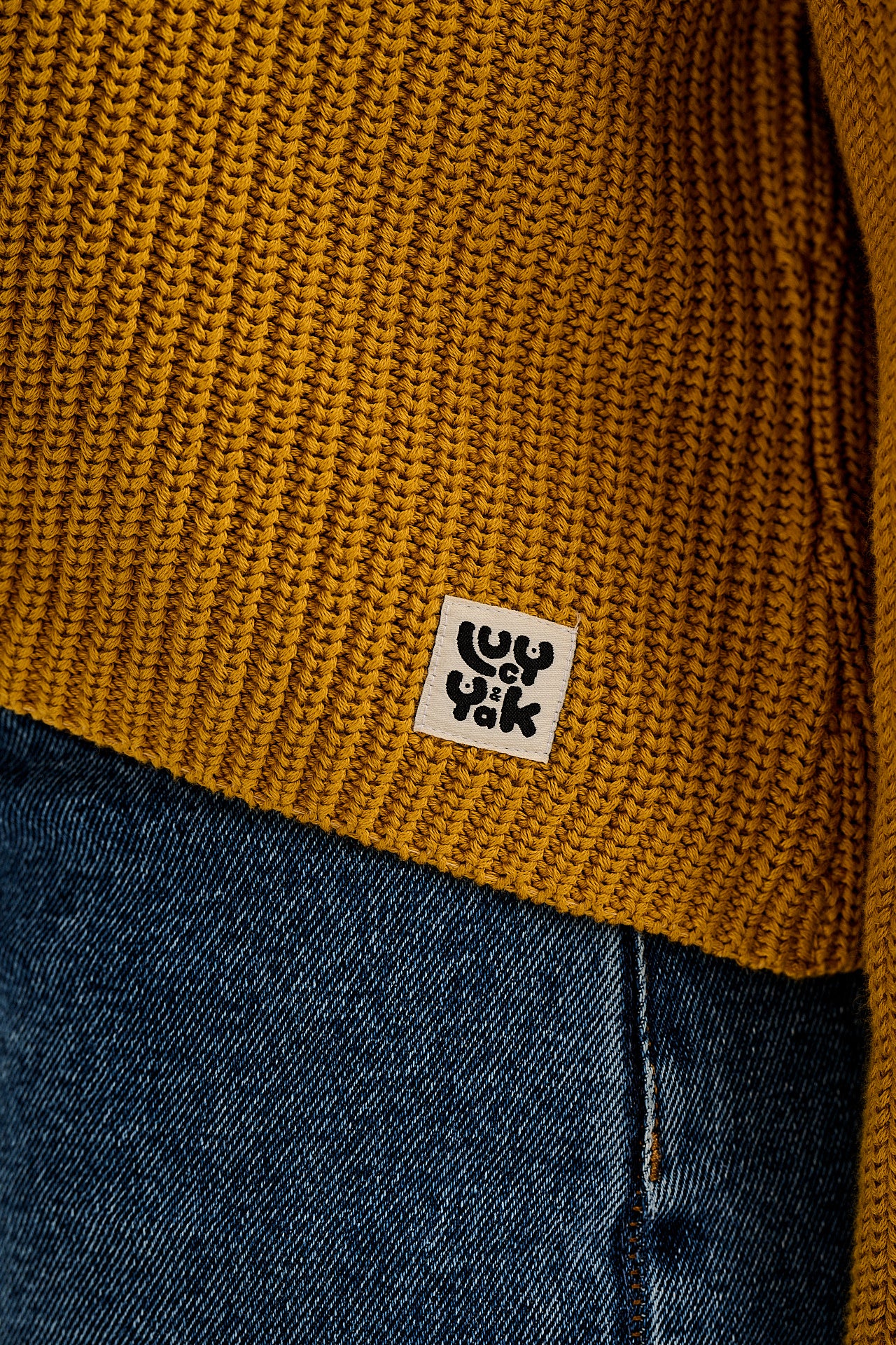 Robyn - V-Neck Cotton Cardigan in Mustard Yellow