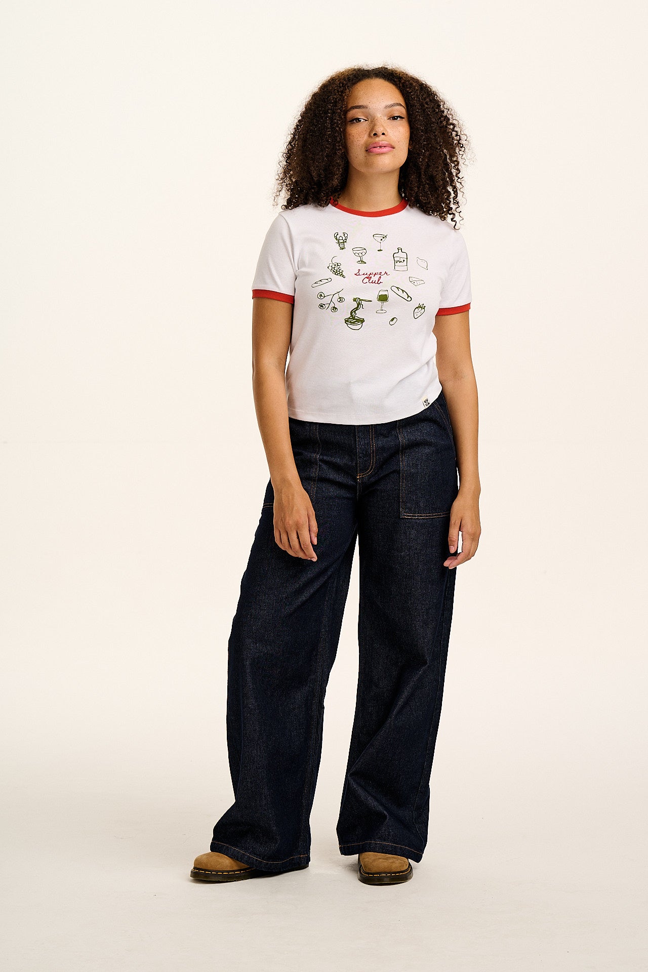 Maya - Cotton T-Shirt in Supper Club Print