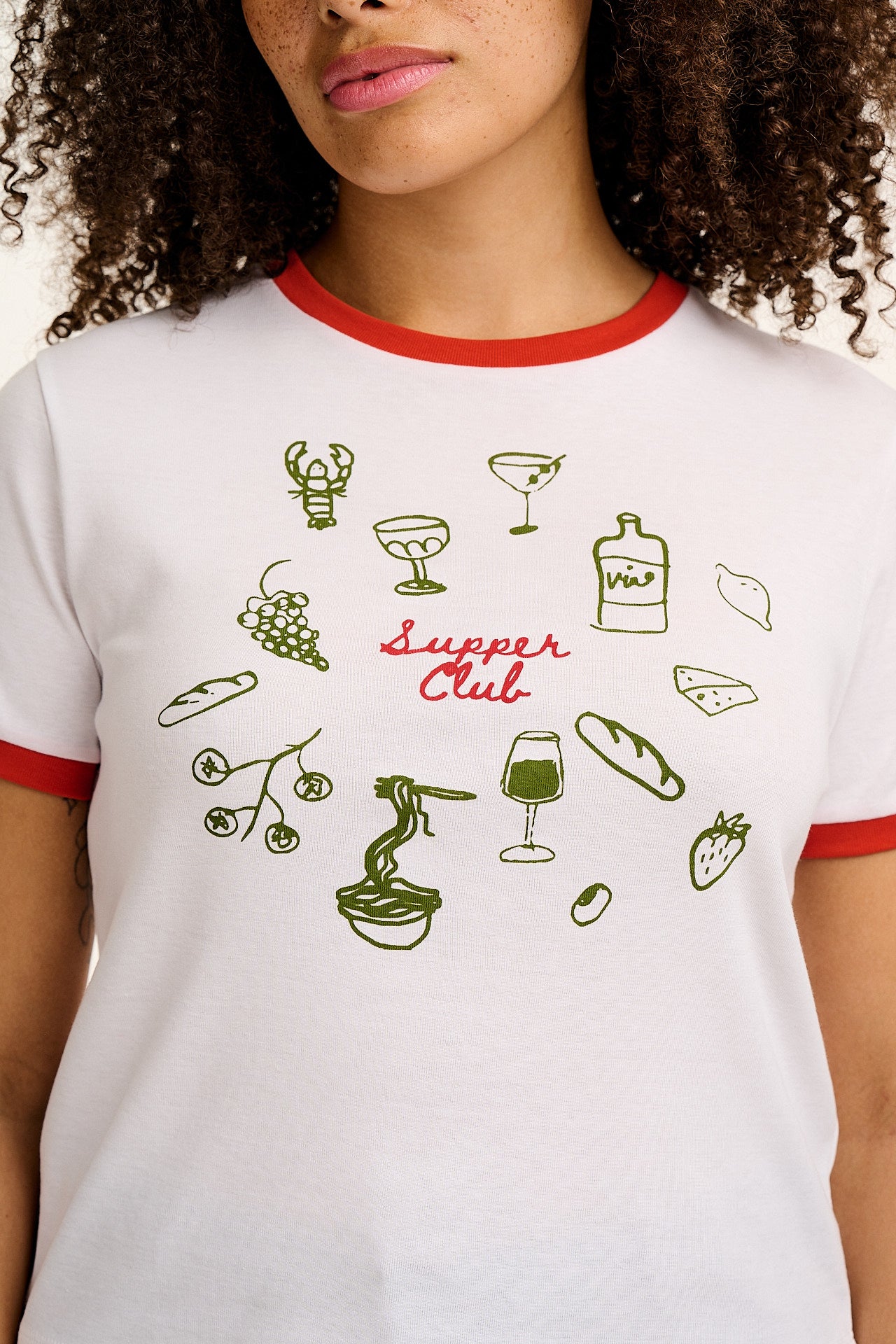 Maya - Cotton T-Shirt in Supper Club Print