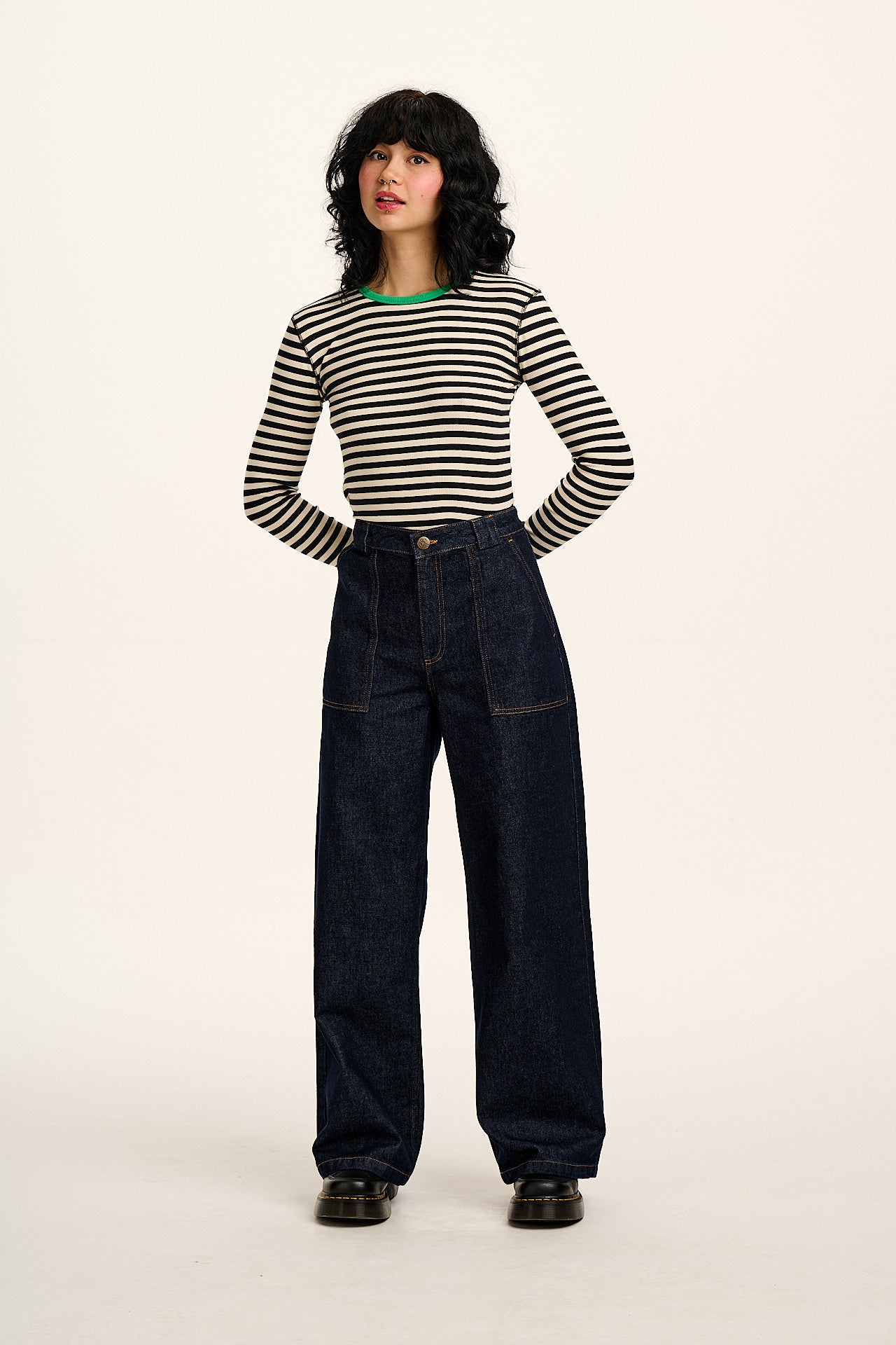Delores - Wide Leg Denim Jeans in Indigo