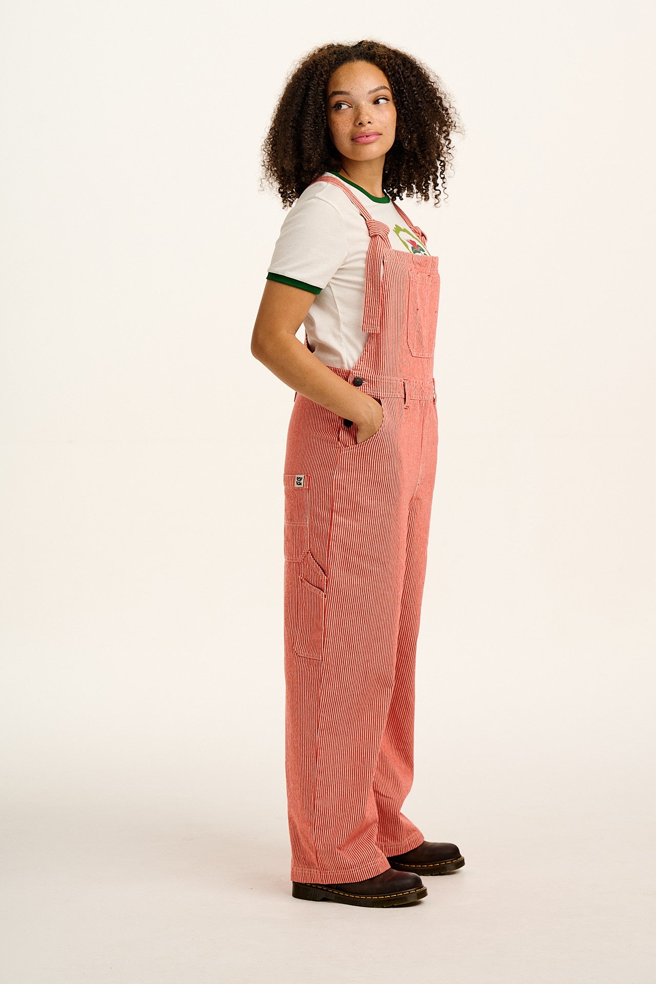 Mullen - Cotton Dungarees in Red Hickory Stripe