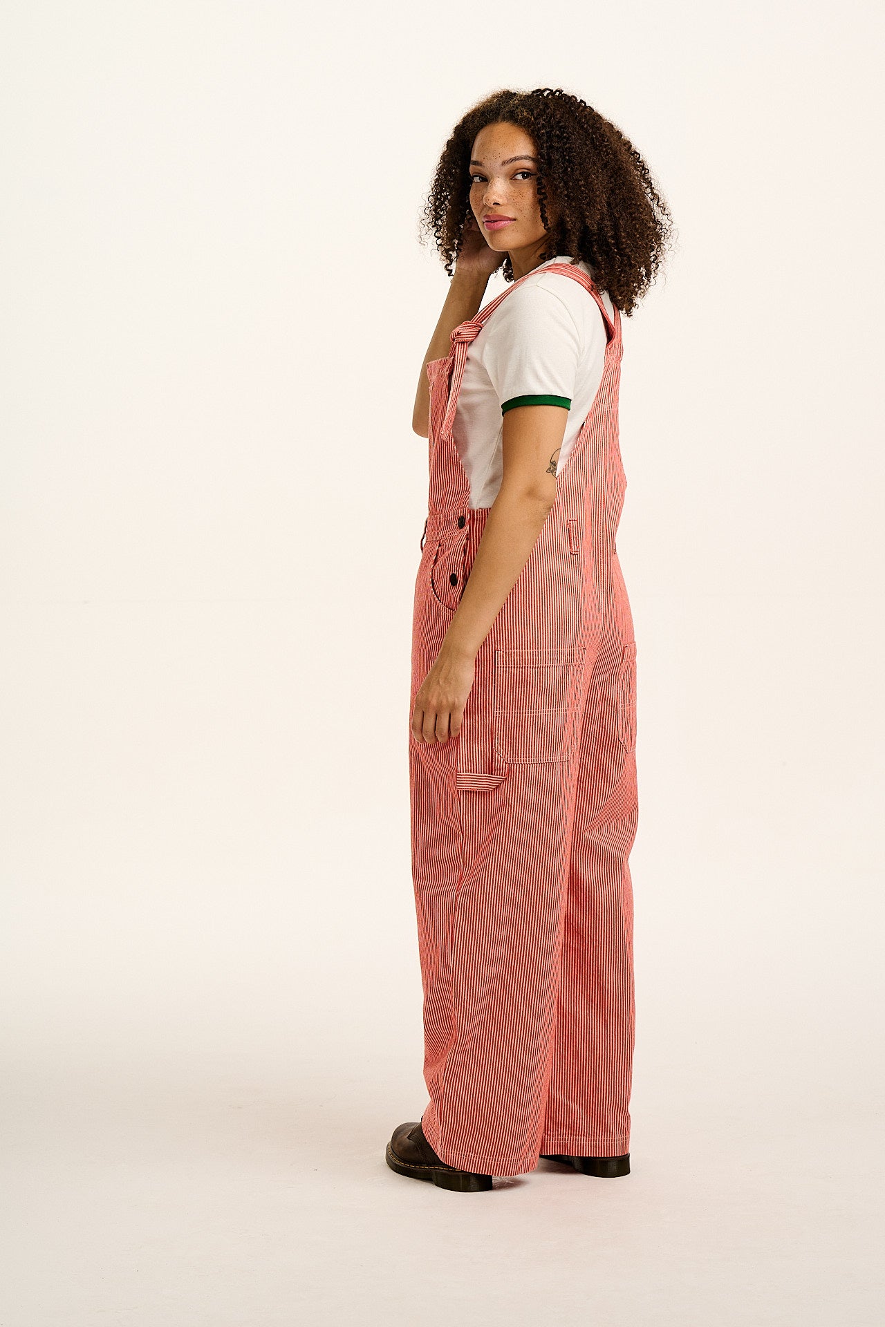 Mullen - Cotton Dungarees in Red Hickory Stripe