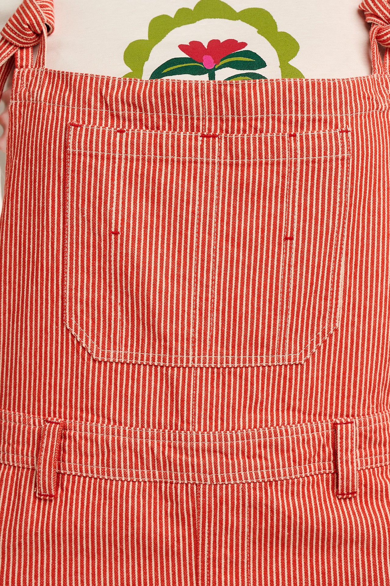 Mullen - Cotton Dungarees in Red Hickory Stripe