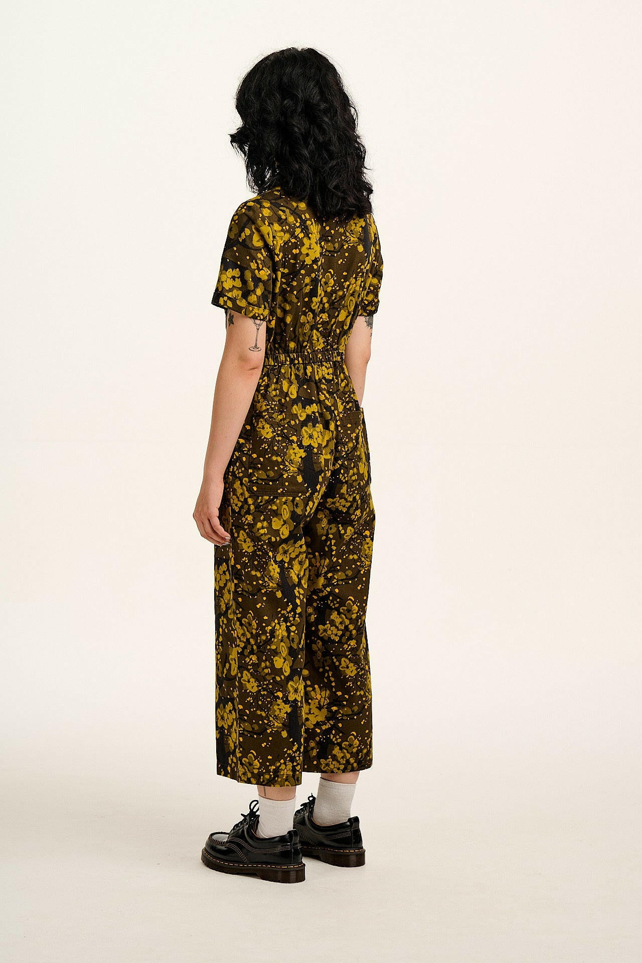 Ragan - Cotton Jumpsuit in Green Blossom Print