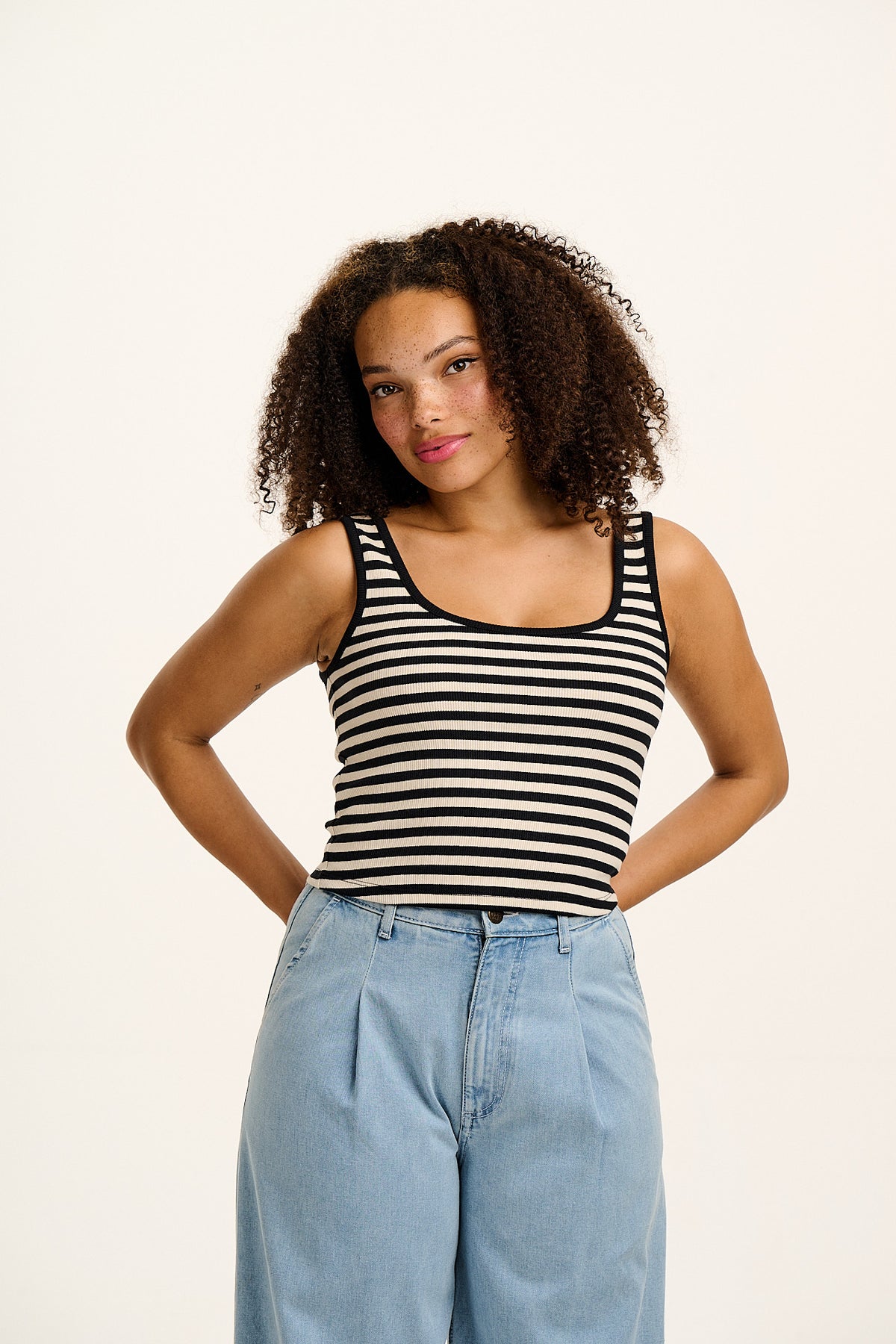Eden - Vest Organic Cotton in Black & White Stripe