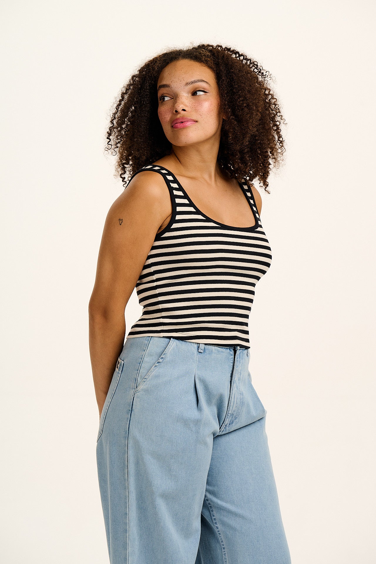 Eden - Vest in Black & White Stripe