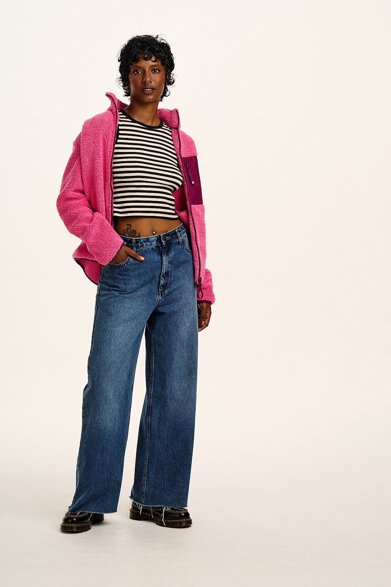 Rue - Rib Tank Top in Black & White Stripe