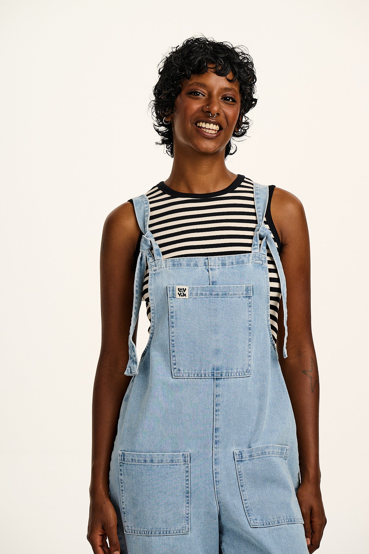 Rue - Rib Tank Top in Black & White Stripe