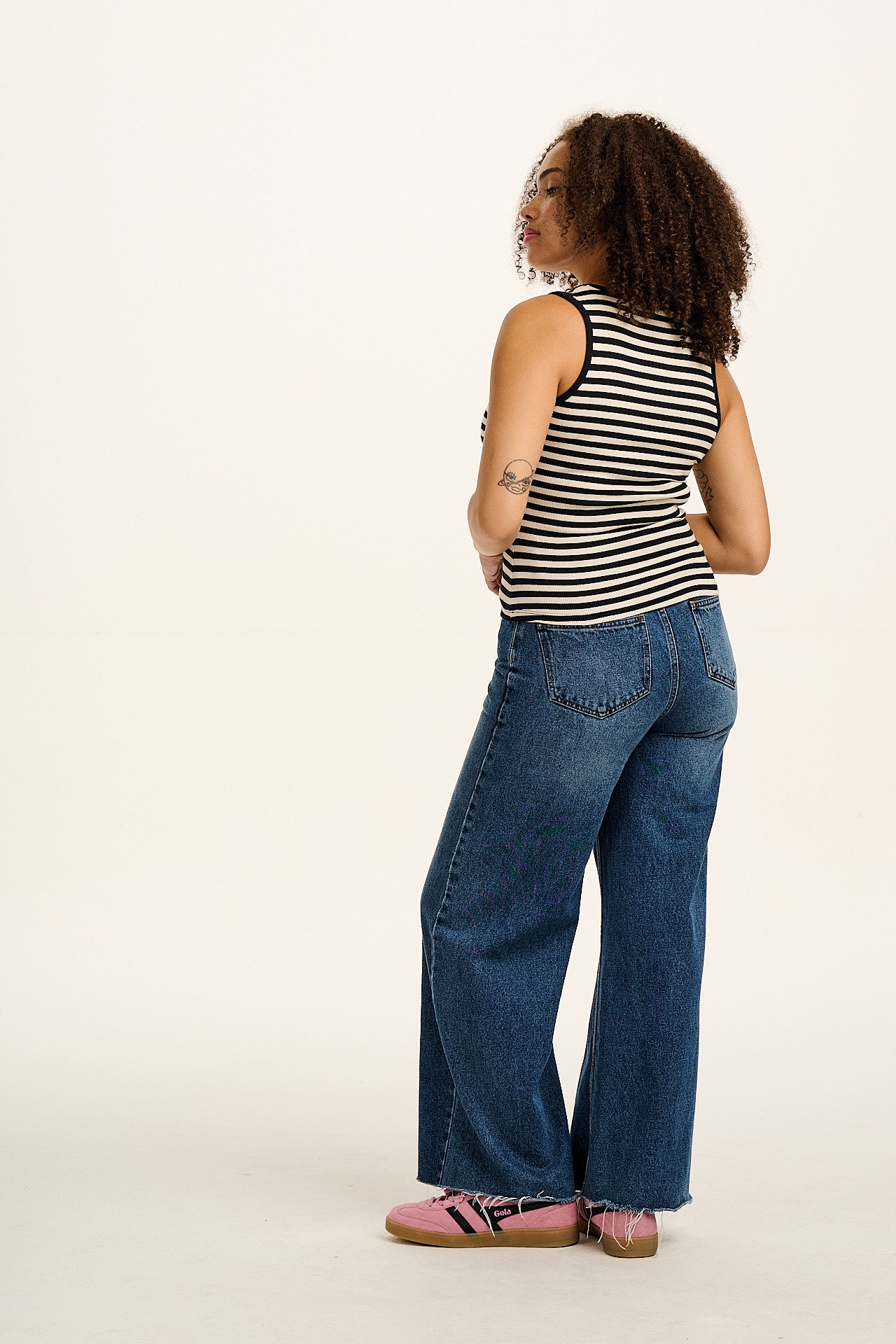 Romy - Ribbed Vest in Black & White Stripe