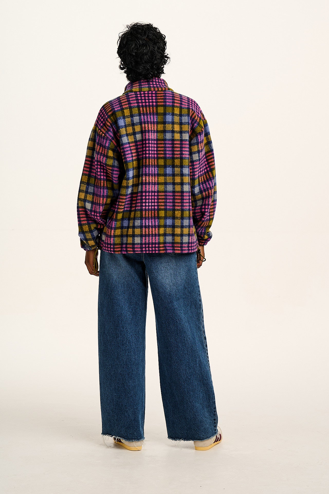 Nicks - Full Zip Polar Fleece in Purple Grunge Check