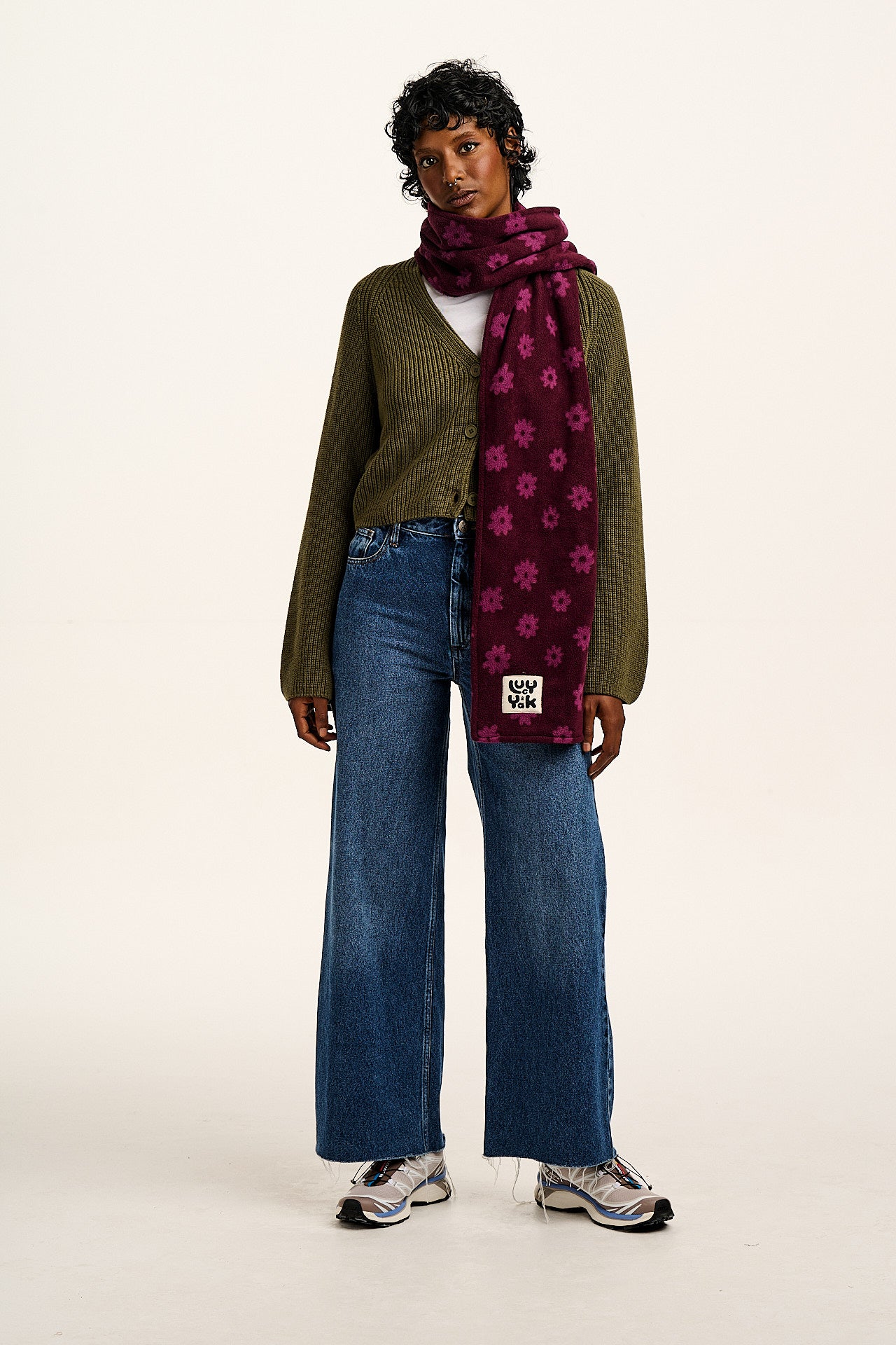 Ola - Polar Fleece Scarf in Purple Delano Floral Print