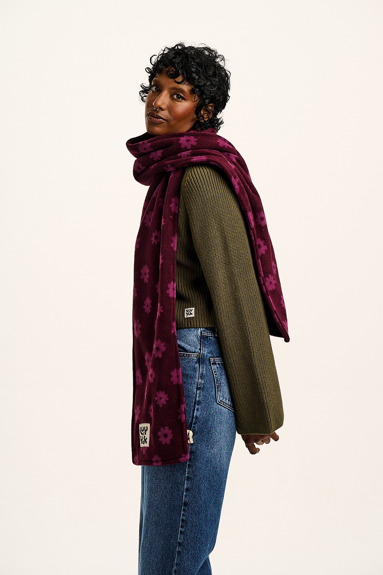 Ola - Polar Fleece Scarf in Purple Delano Floral Print