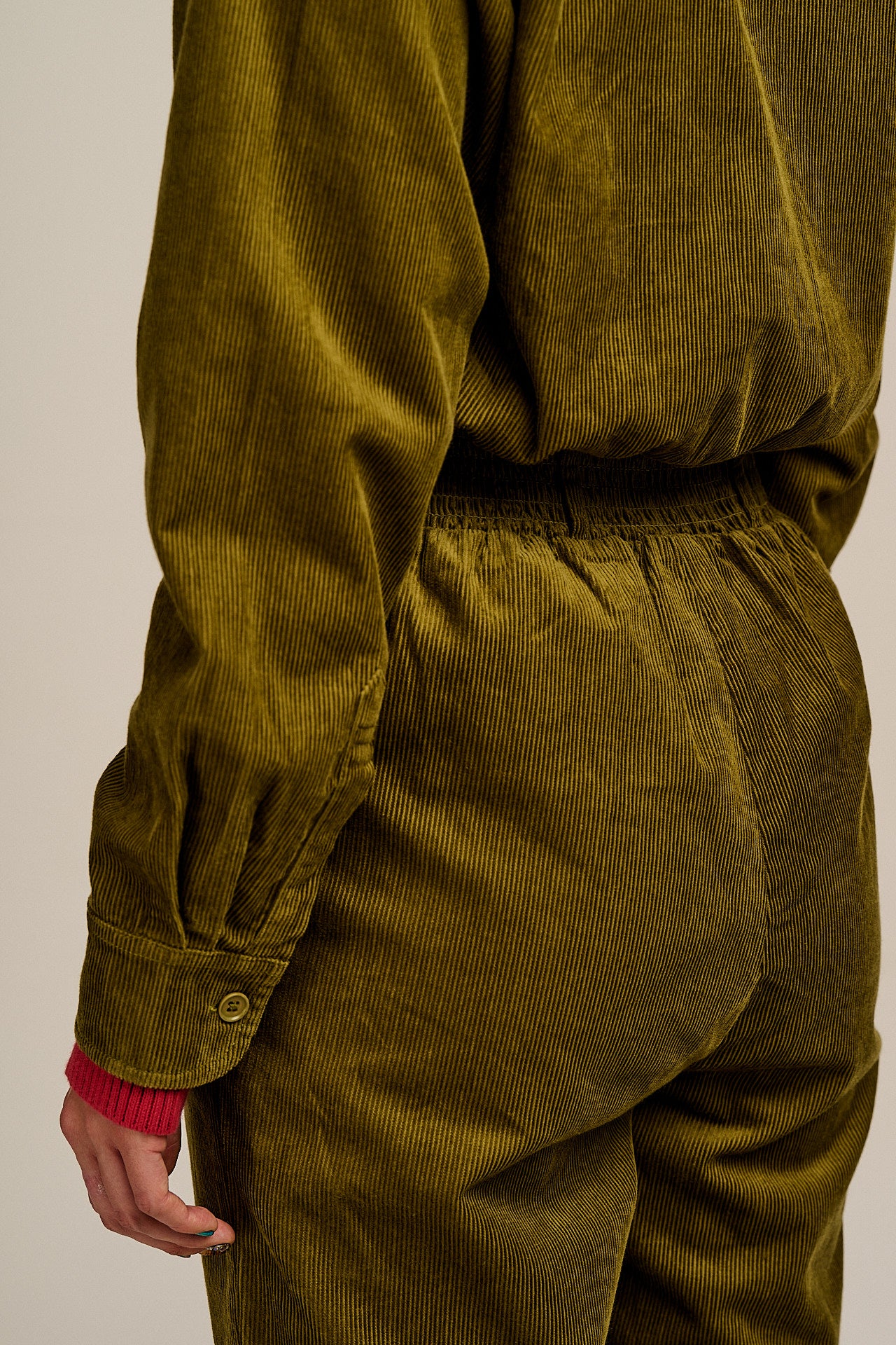 Eddie - Long Sleeve Corduroy Jumpsuit in Fir Green