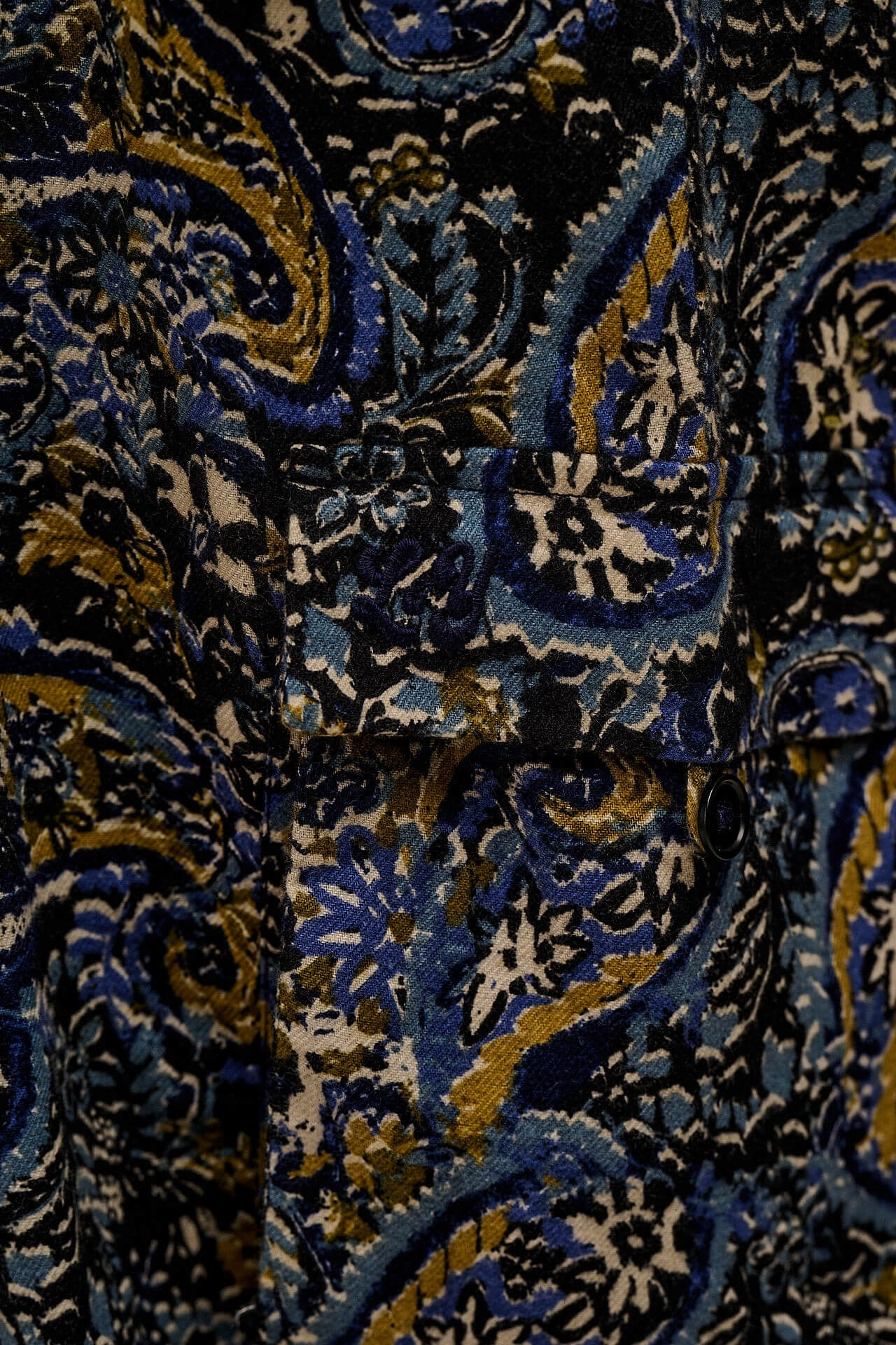 Miyada - Brushed Cotton Dungarees in Grunge Blue Paisley Print