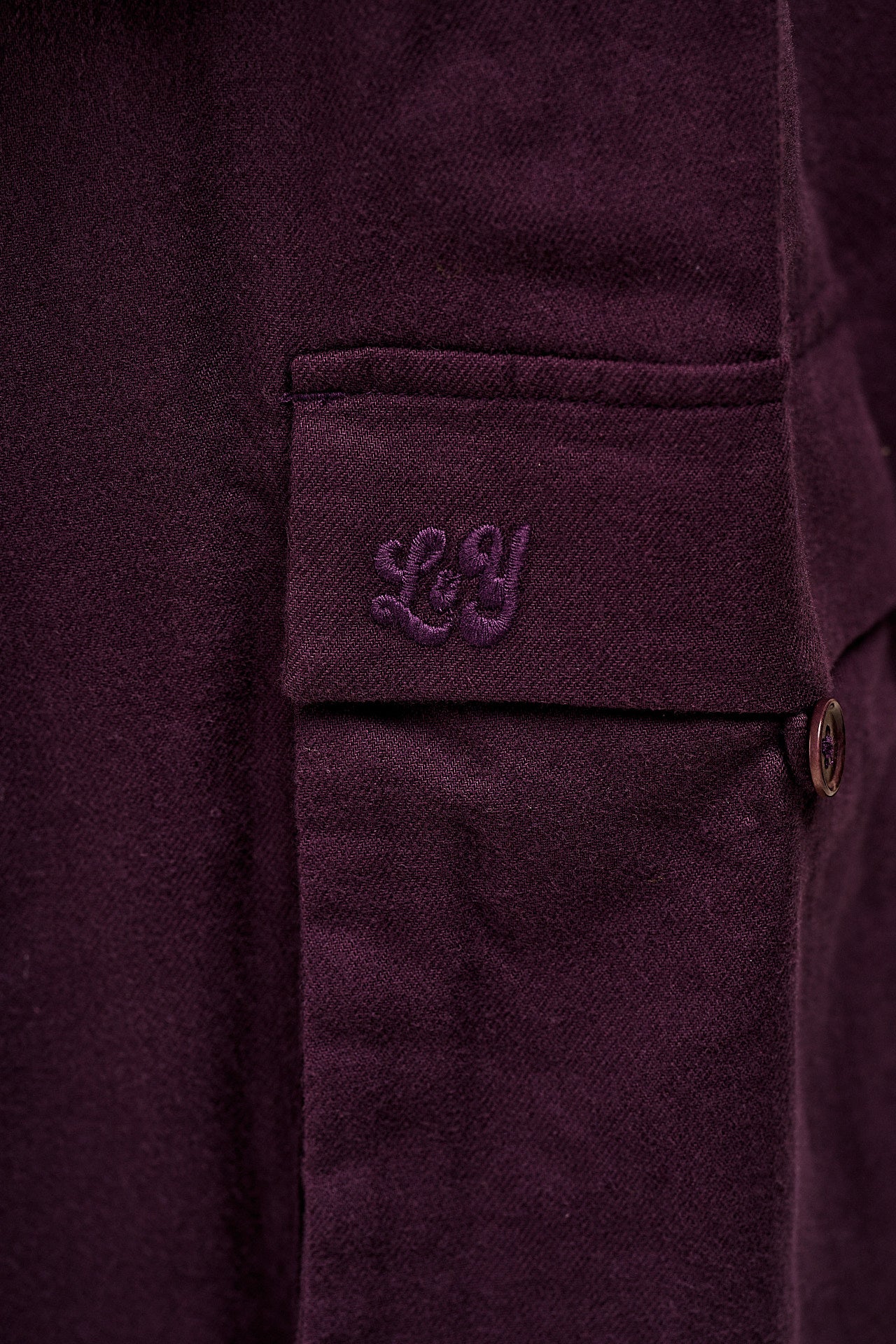 Rumi - Brushed Cotton Barrel Trousers in Plum Perfect