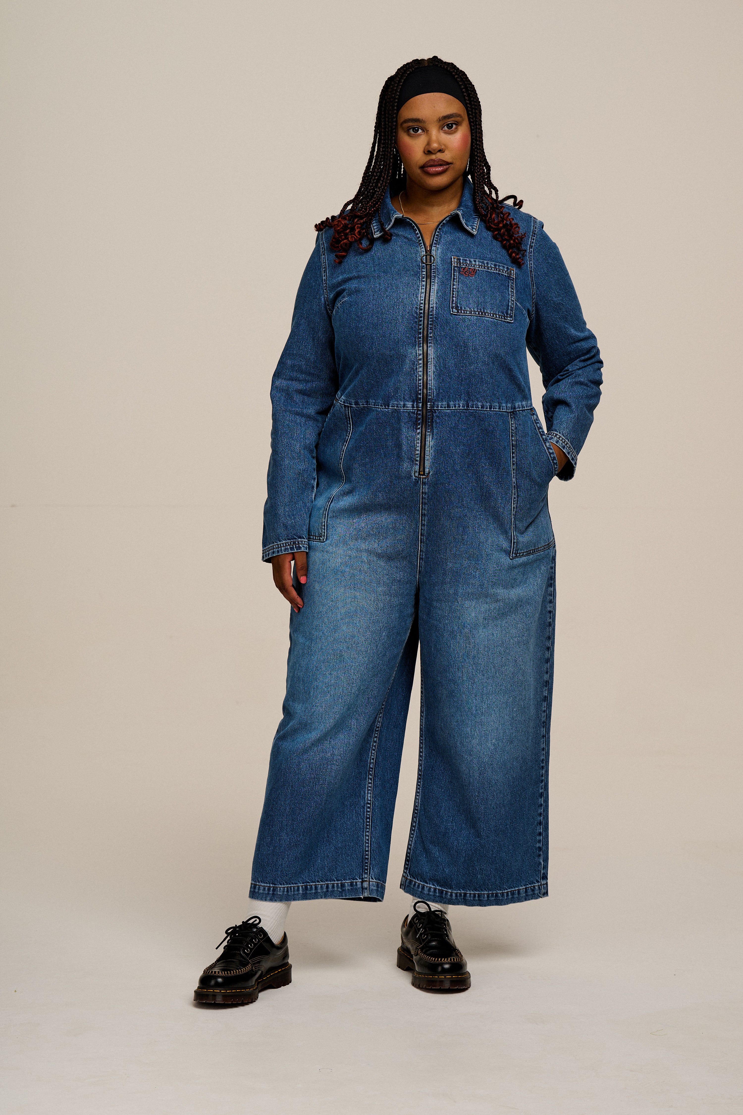 Tavira - Denim Long Sleeve Jumpsuit in Vintage Wash – Lucy & Yak