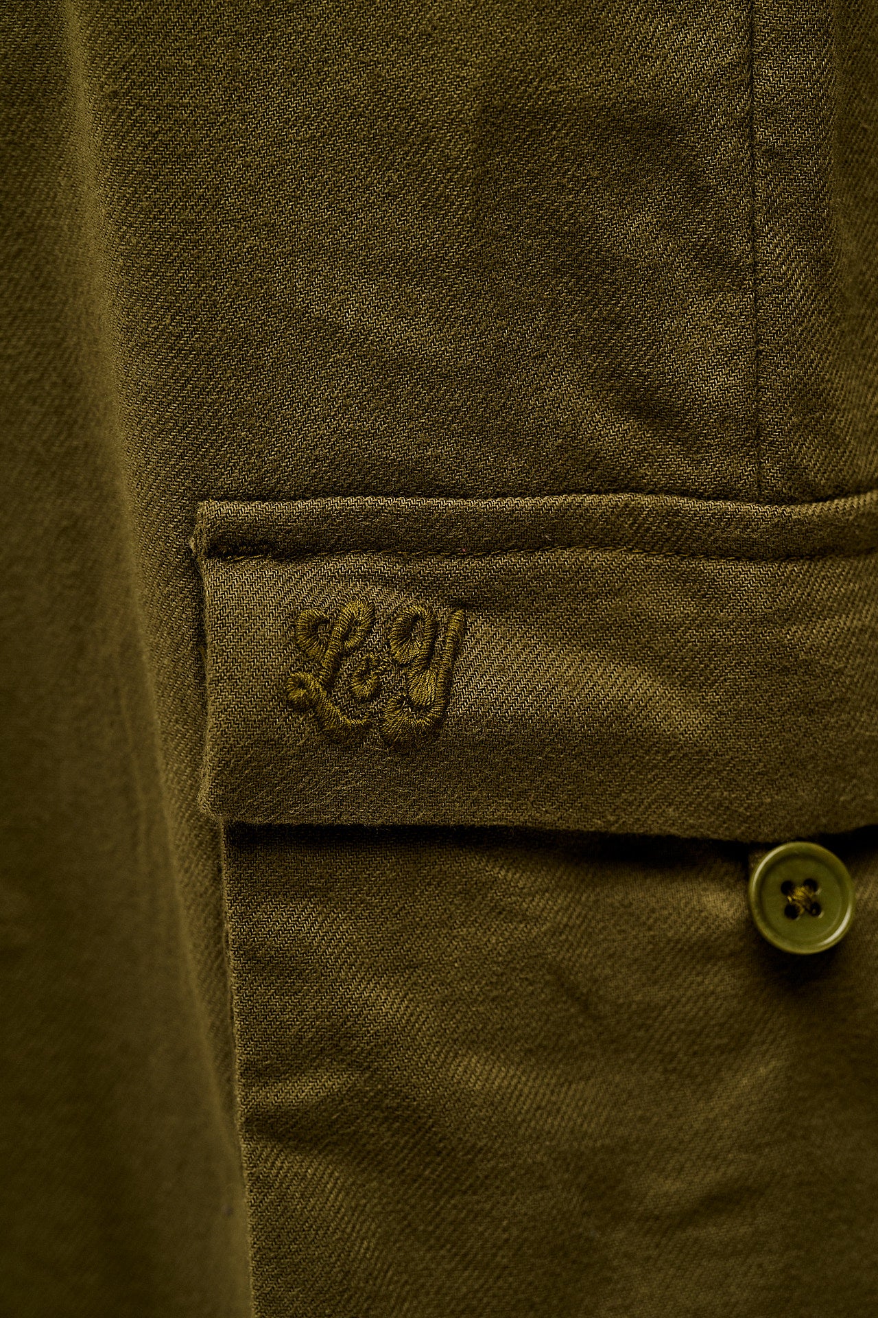 Miyada - Brushed Cotton Dungarees in Khaki Green