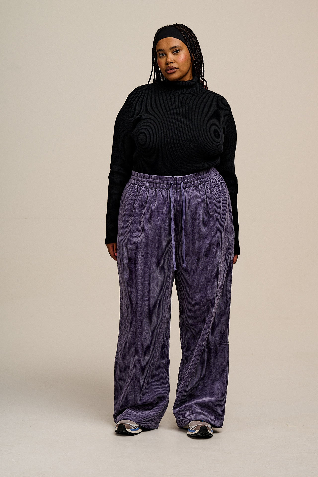 Norris Wide Leg Corduroy Trousers in Blueberry Mist – Lucy Yak