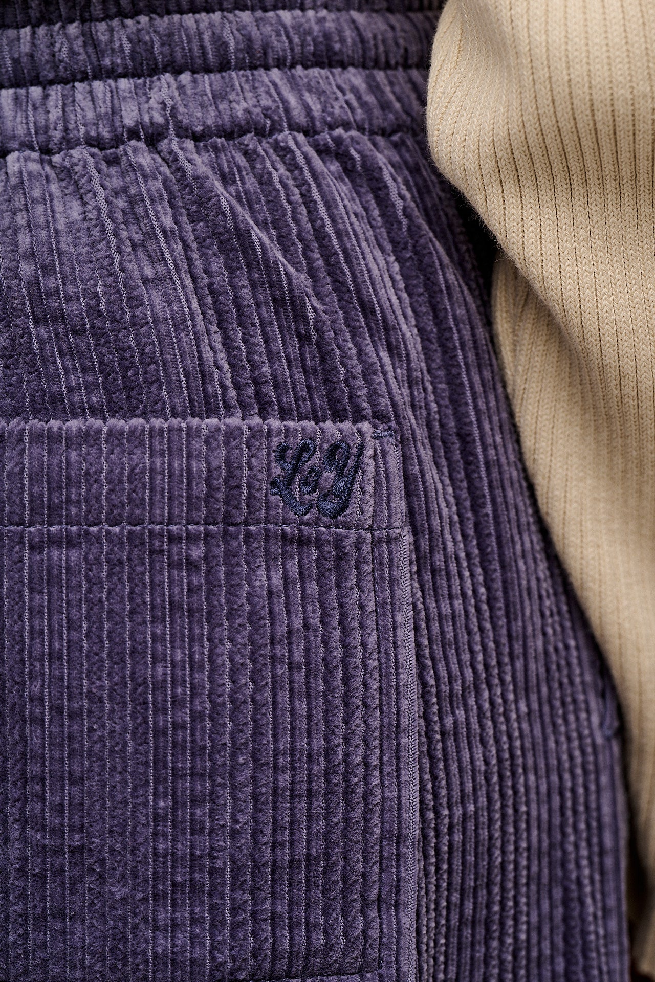 Norris - Wide Leg Corduroy Trousers in Blueberry Mist