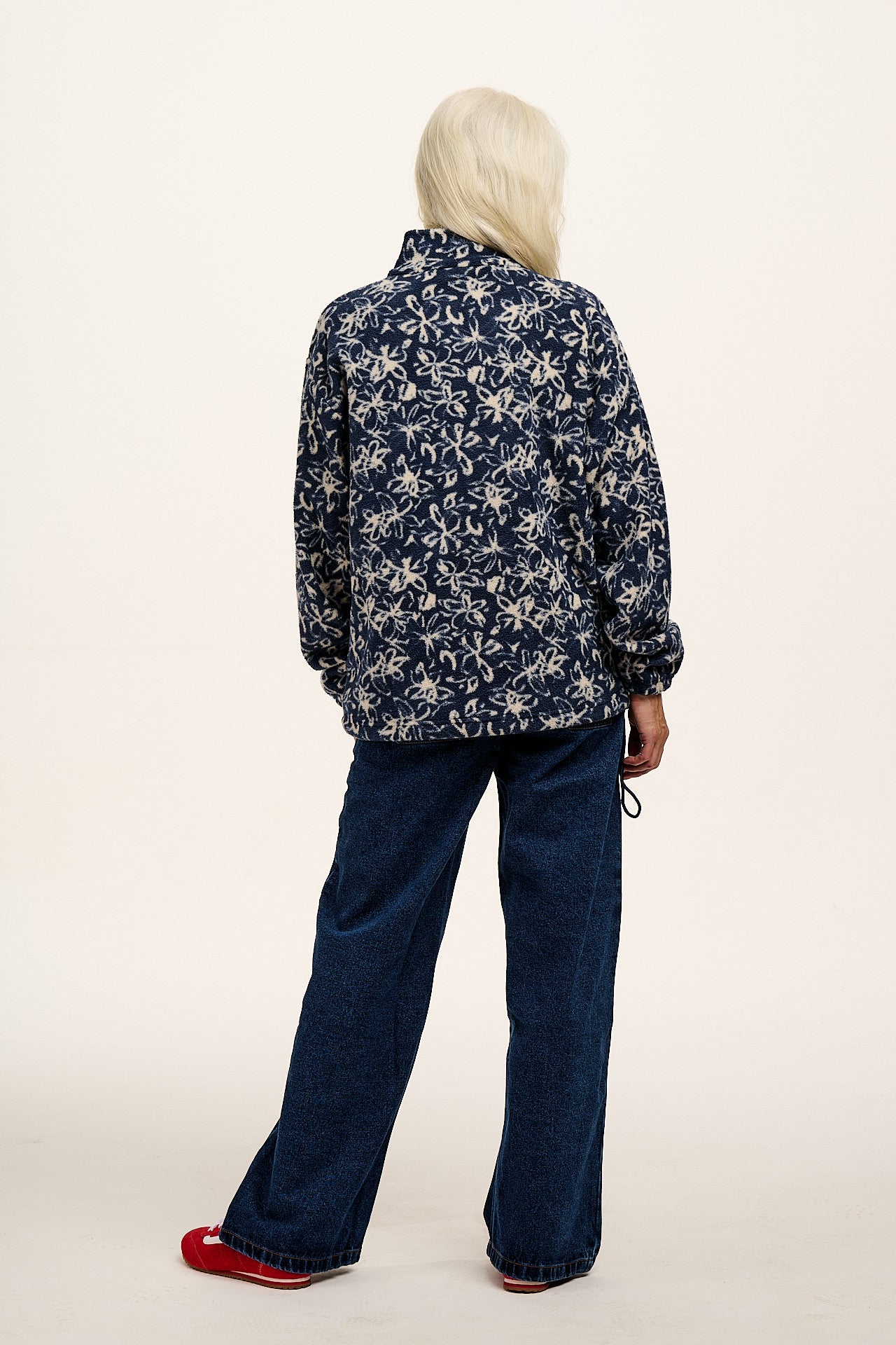 Stevie - Polar Fleece in Inked Blue Floral Print