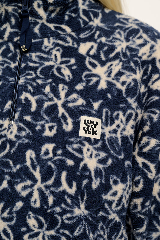Stevie - Polar Fleece in Inked Blue Floral Print