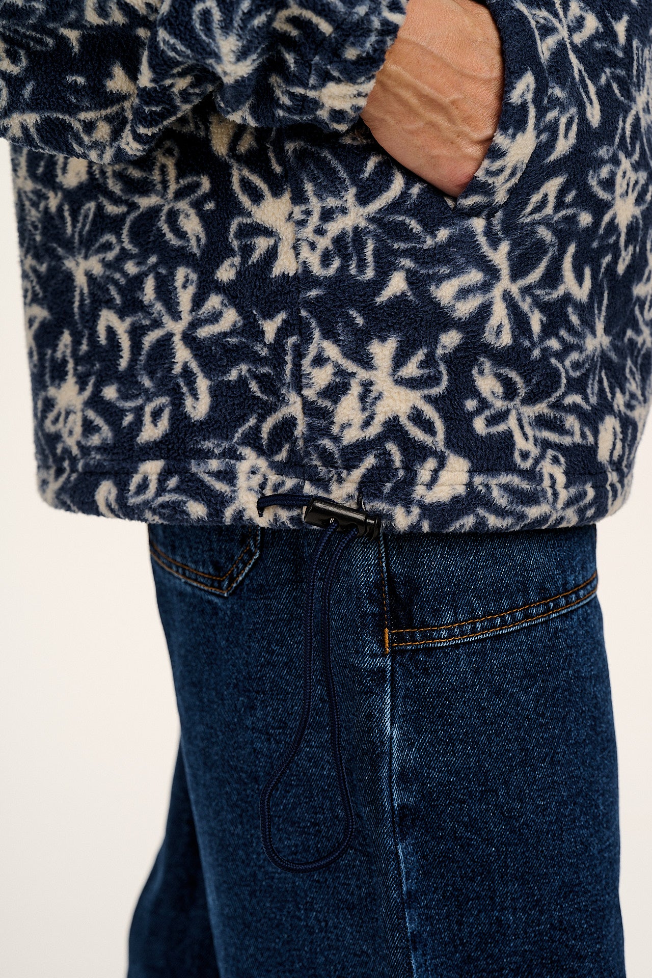 Stevie - Polar Fleece in Inked Blue Floral Print
