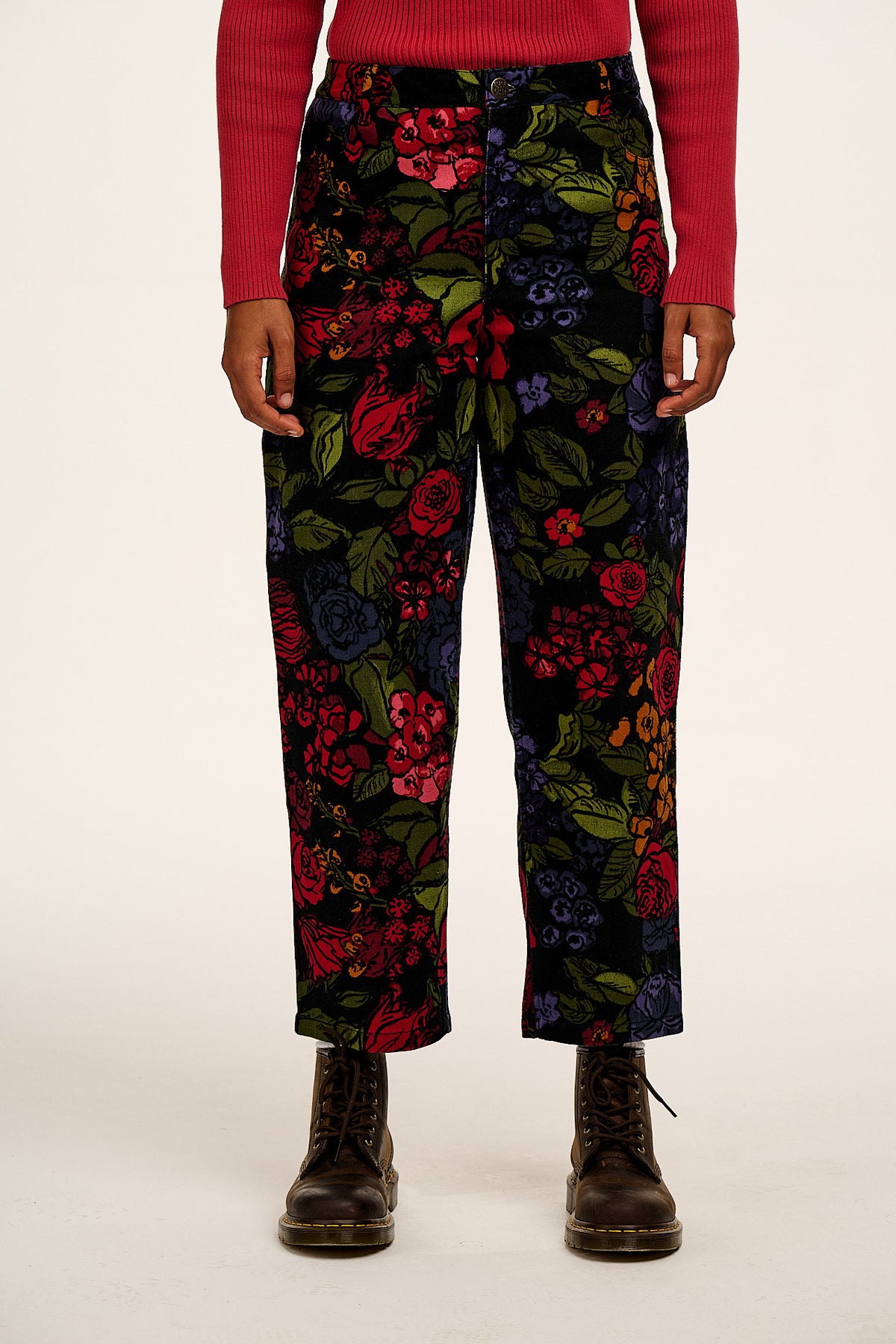 Drew Cropped Straight Leg Cotton Trousers Maria Print