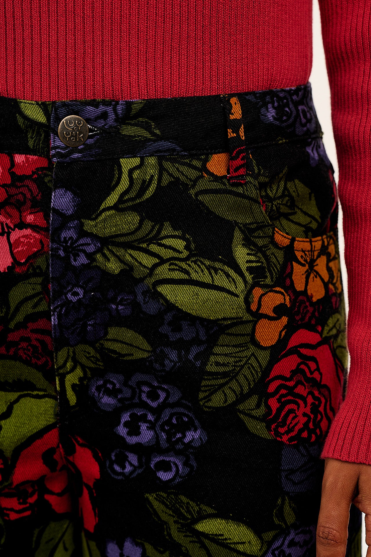 Drew - Cropped Straight Leg Cotton Trousers in Maria Print