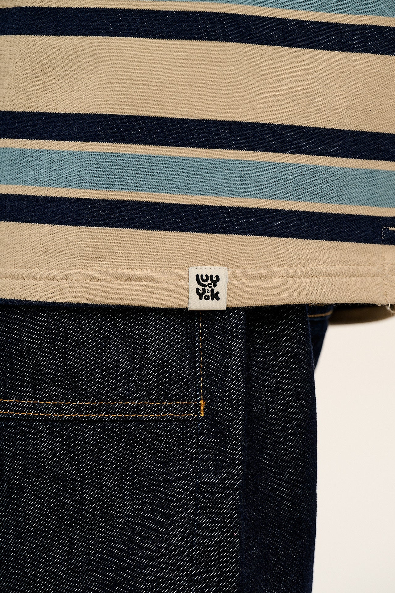 Kai - Midweight Cotton Crew Neck Sweatshirt in Blue Stripe