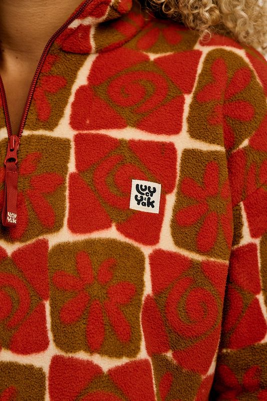 Blake - Cropped Polar Fleece in Rust Floral