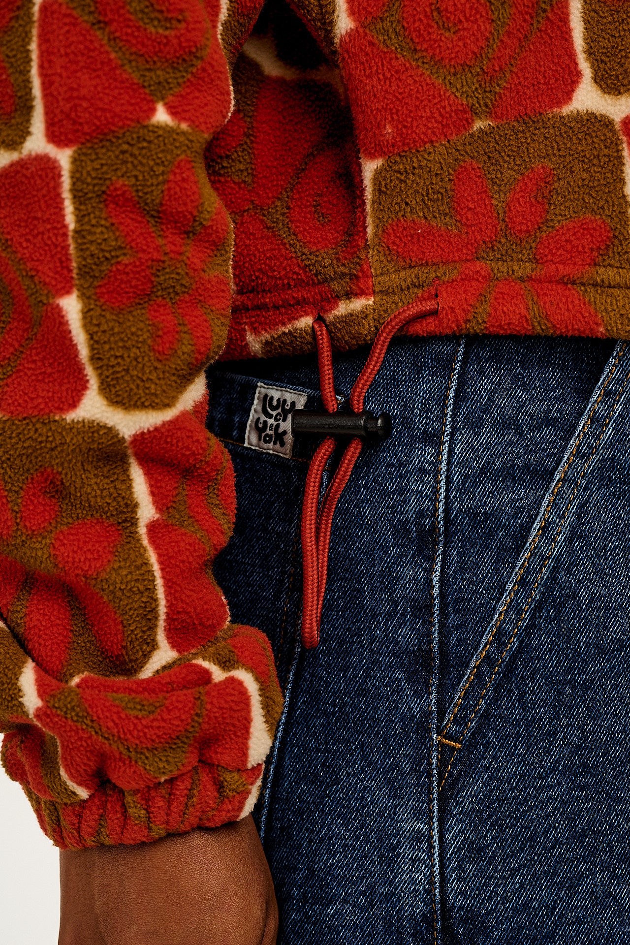Blake - Cropped Polar Fleece in Rust Floral