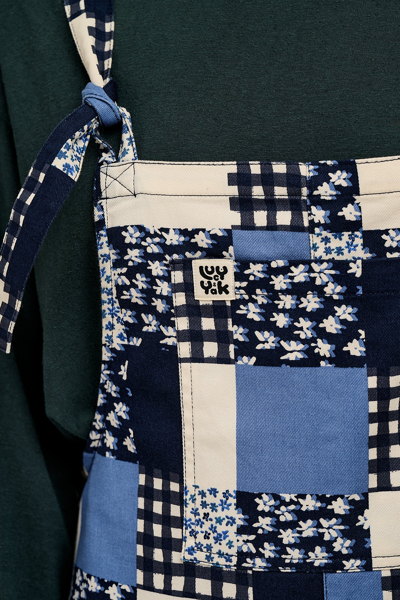 Original - Cotton Dungarees in Inked Blue Patchwork