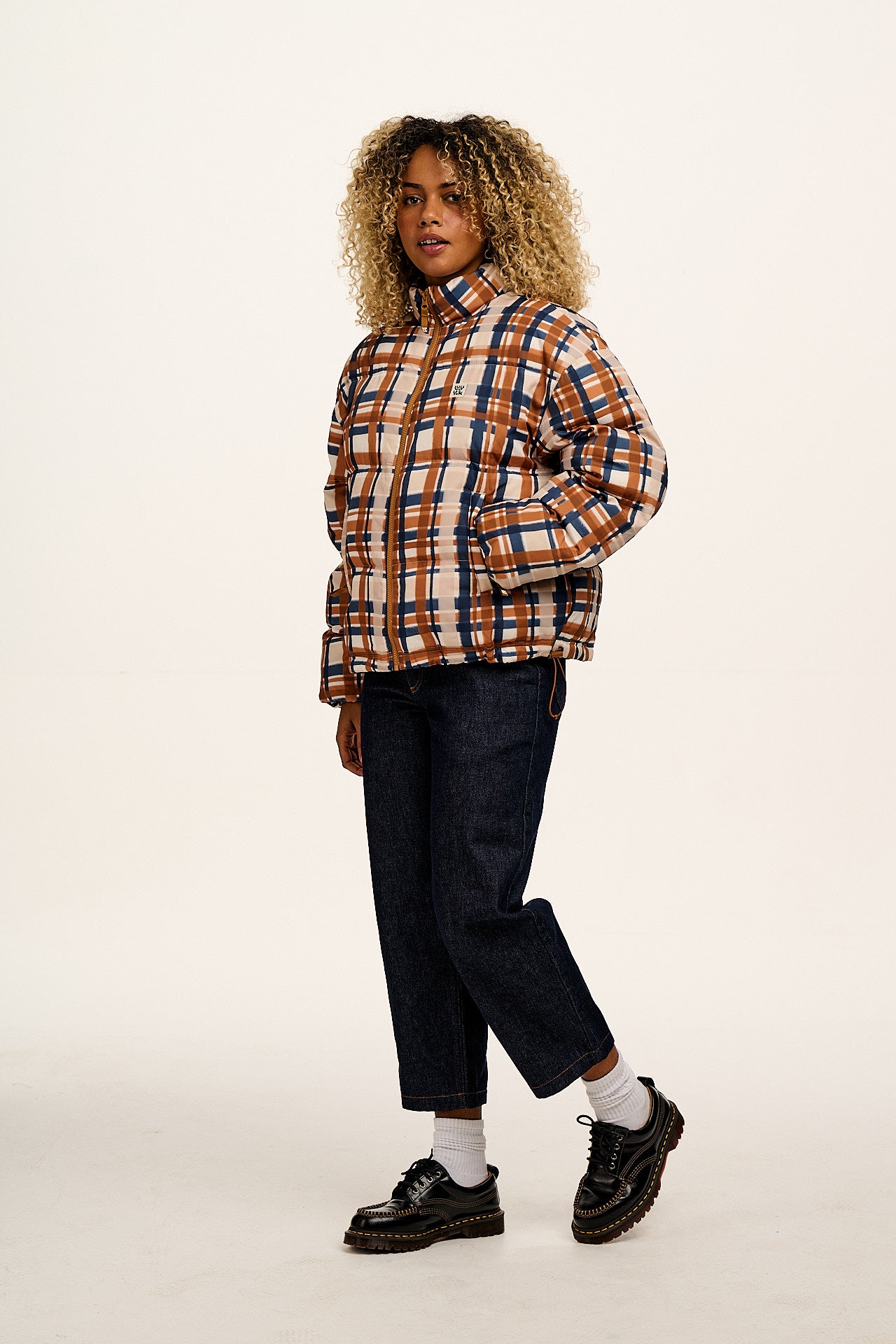 Paloma - Puffer Jacket in Brown Check – Lucy & Yak