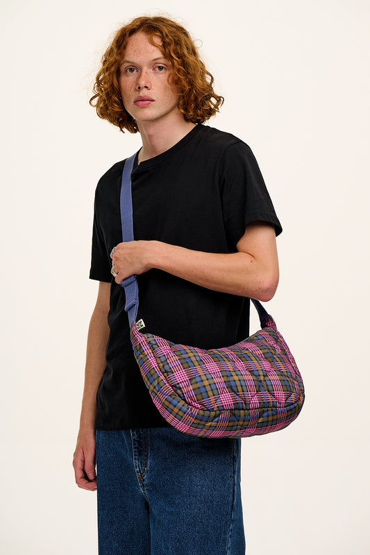 Bryony - Crossbody Bag in Purple Grunge Check