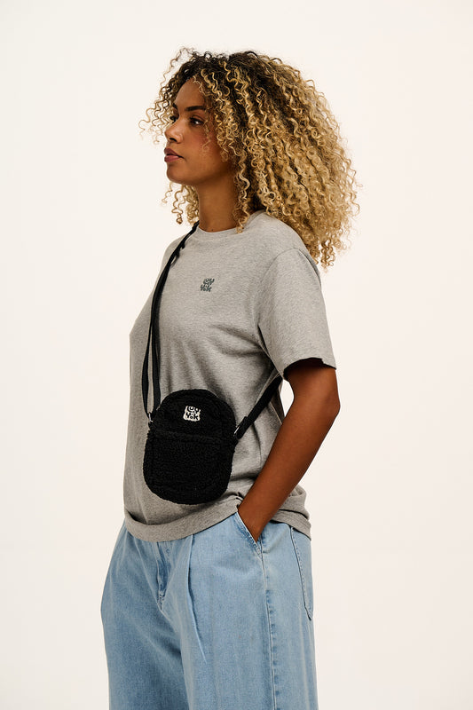 Brady - Borg Crossbody Bag in Black