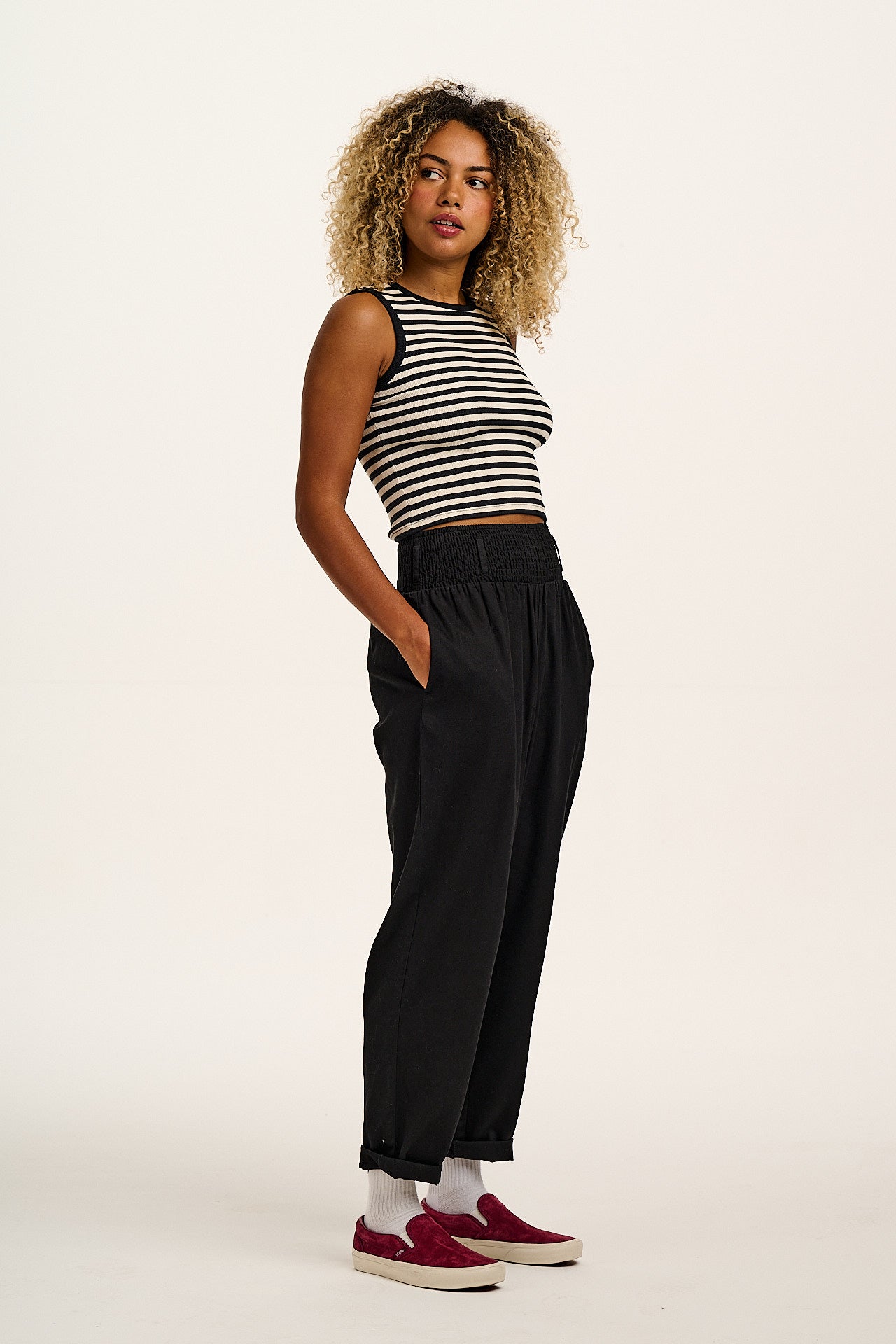 Alexa - Cotton Trousers in Black