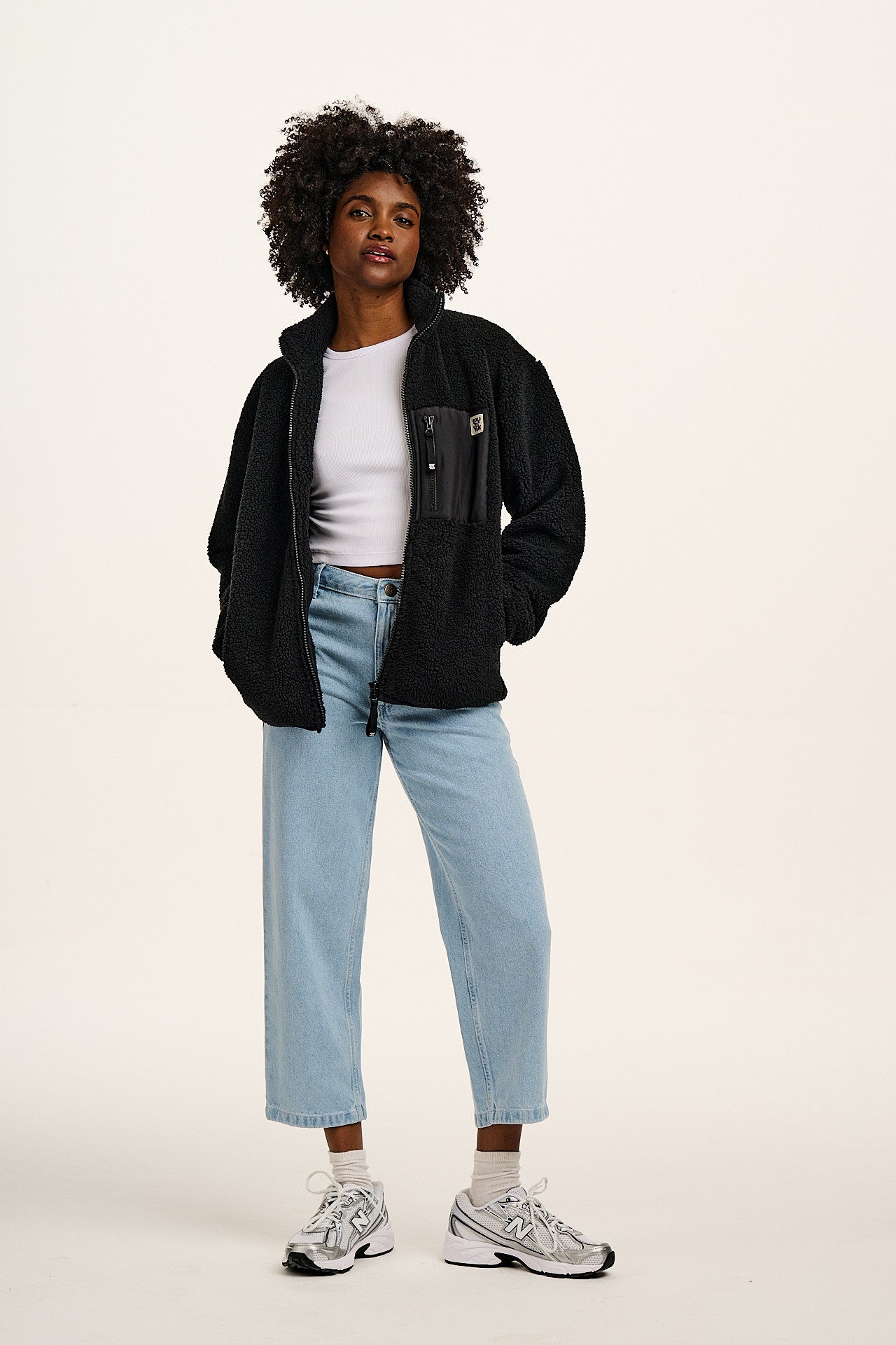 Harper - Borg Fleece Jacket in Black