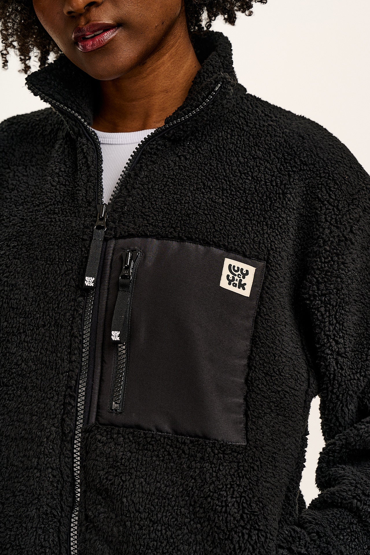 Harper - Borg Fleece Jacket in Black