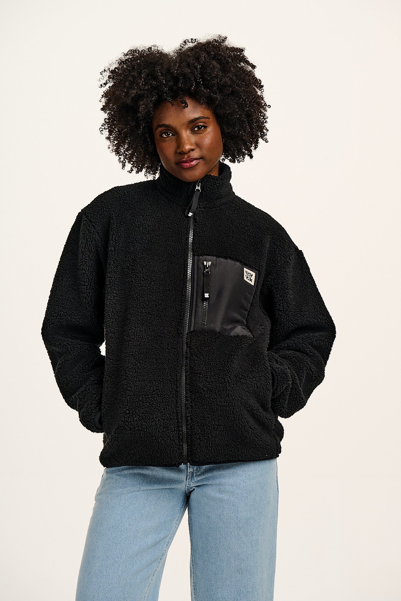 Harper - Borg Fleece Jacket in Black