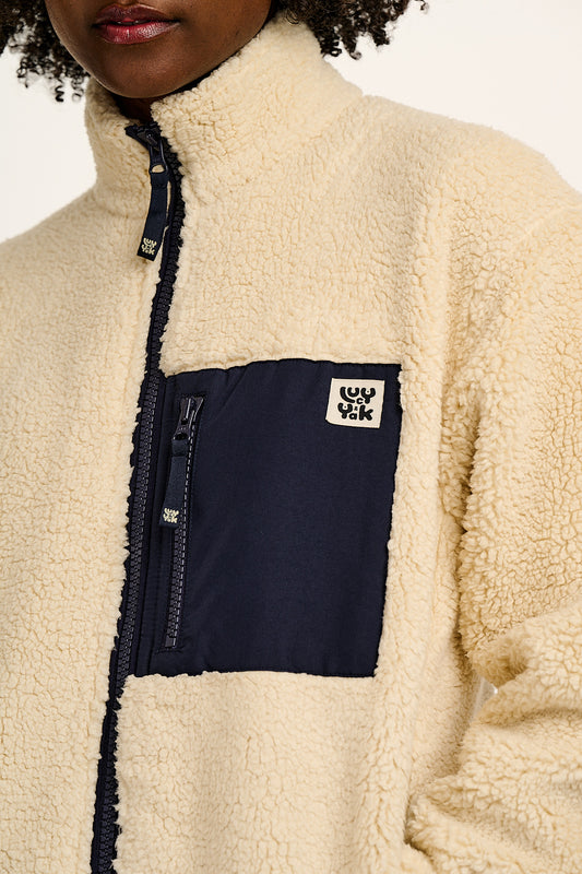 Harper - Borg Fleece Jacket in Cream