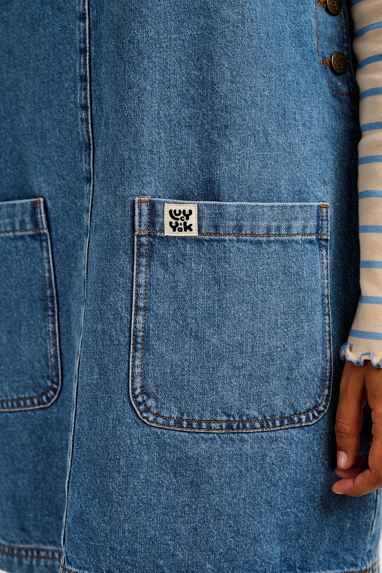 Layla - Mini Denim Dress in Mid Wash Blue