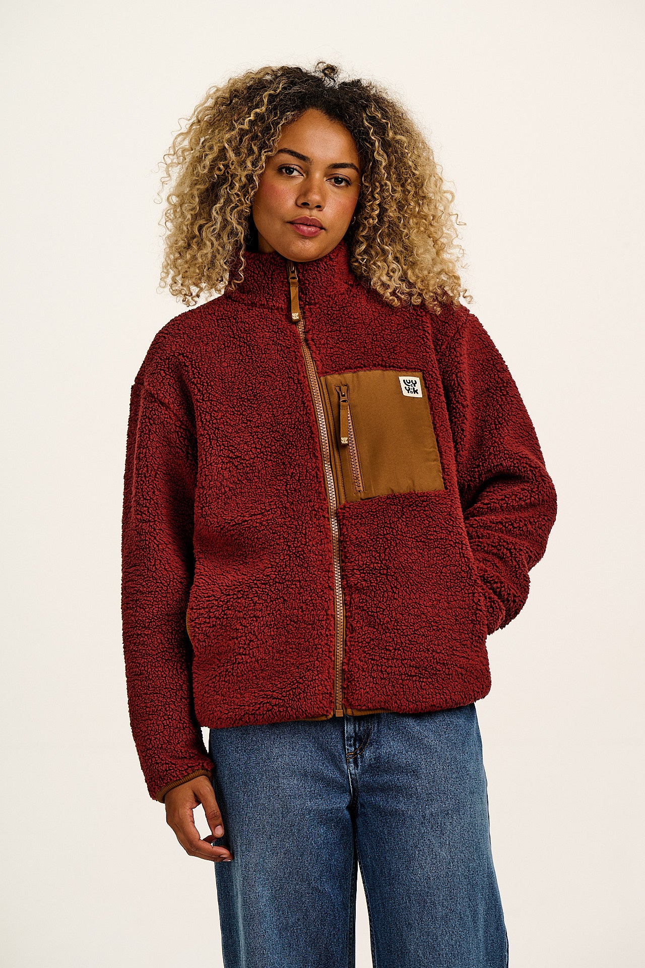 Harper - Borg Fleece Jacket in Jasper Red