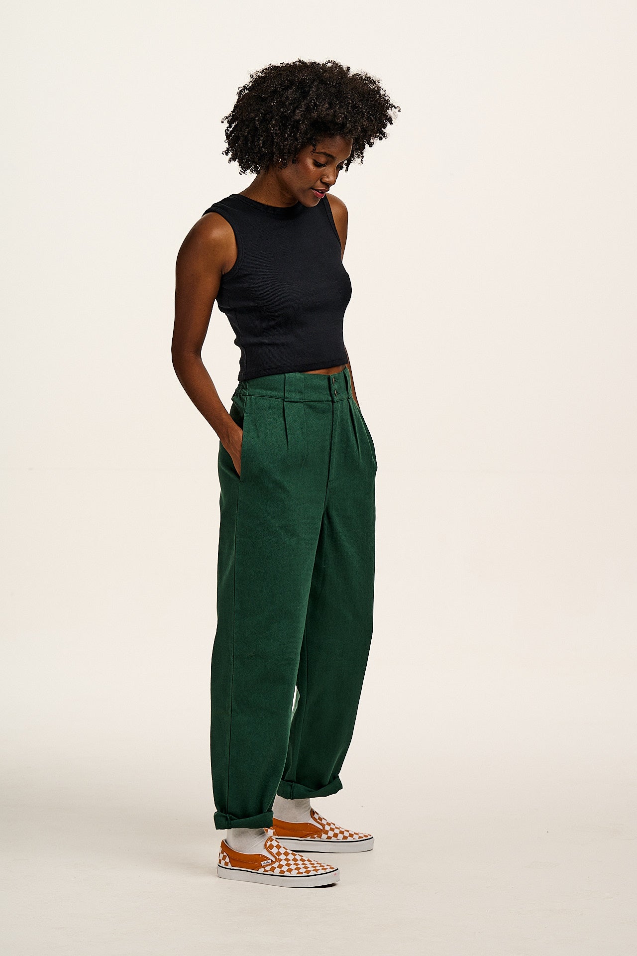Addison - Cotton Jeans in Posy Green