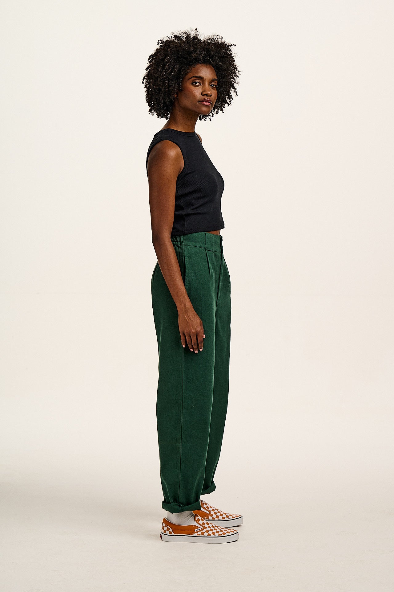 Addison - Cotton Jeans in Posy Green