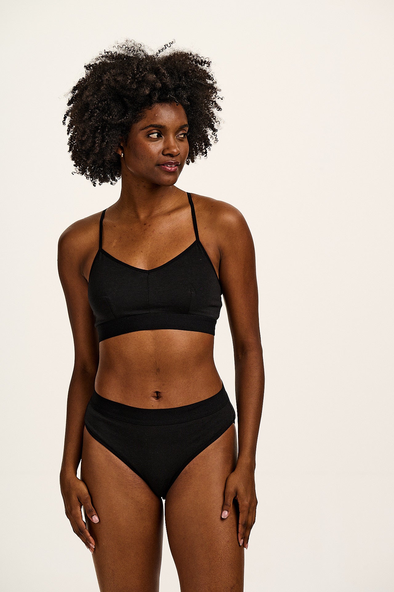 Cora - Cotton & Bamboo Bikini Pant in Black
