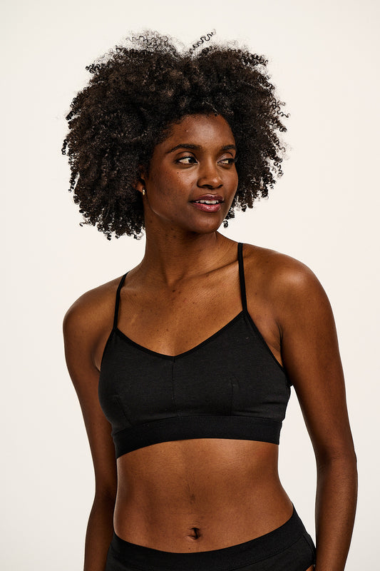 Ruby - Crop Top Cotton & Bamboo Bralette in Black